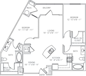 2 beds, 2 baths, 1,048 sqft, $2,606