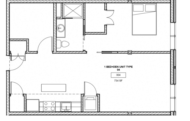 1 bed, 1 bath, 518 sqft, $1,750, Unit 304