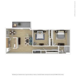 2 beds, 1 bath, 972 sqft, $1,190