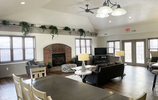 Community Building with Fireplace at Brentwood Park Apartments in La Vista, NE