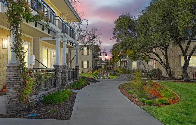 Purple sky at Dusk at Parkside Apartments, CA, 95616