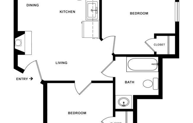 2 beds, 1 bath, 1,000 sqft, $1,380