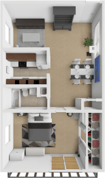 a floor plan of a house with a kitchen and a living room