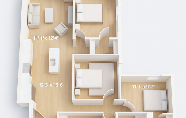 4 beds, 2 baths, 1,308 sqft, $2,800, Unit 208