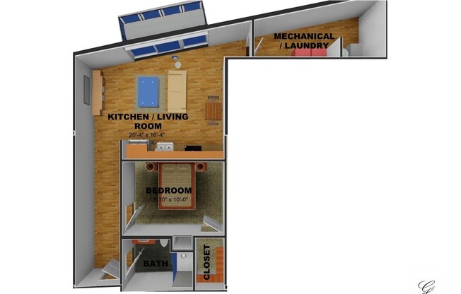 1 bed, 1 bath, 747 sqft, $1,750, Unit 705