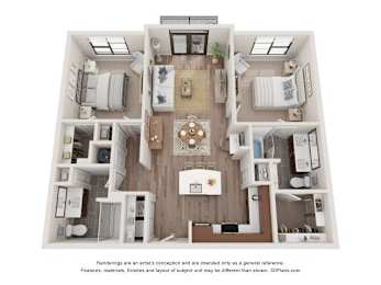 2 beds, 2 baths, 1,063 sqft, $1,889