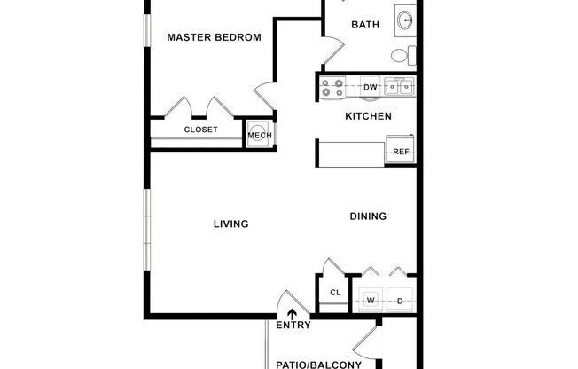 1 bed, 1 bath, 744 sqft, $850