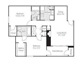 2 beds, 2 baths, 1,101 sqft, $1,709