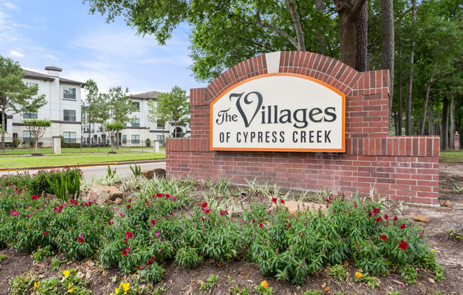 the villages of cypress creek apartments entrance sign at Villages of Cypress Creek, Texas, 77070