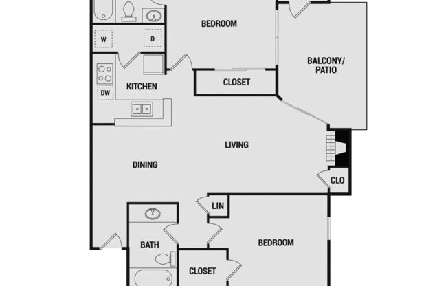 2 beds, 2 baths, 1,000 sqft, $1,044