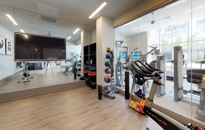 Meditate, stretch, or spin in our fitness studio