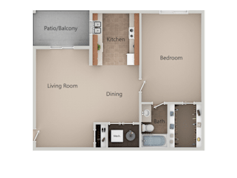 1 bed, 1 bath, 710 sqft, $1,073