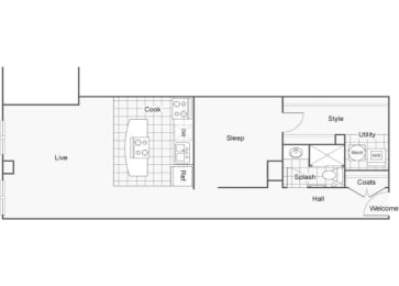 1 bed, 1 bath, 827 sqft, $1,305