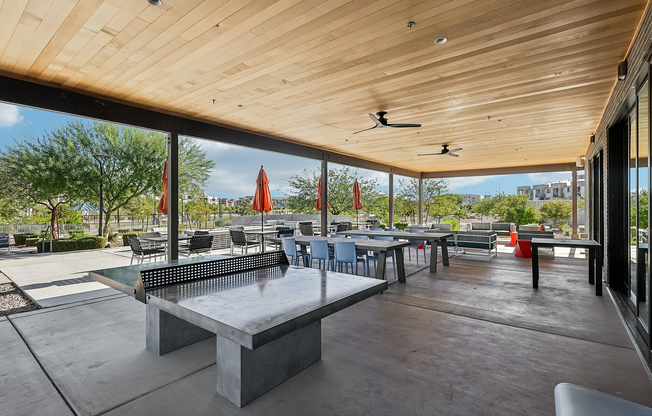 Ping pong table and outdoor seating