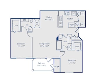 2 beds, 2 baths, 1,092 sqft, $1,553