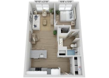 1 bed, 1 bath, 667 sqft, $1,427