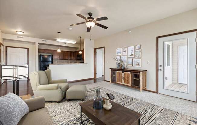 Spacious Living Area with Carpet