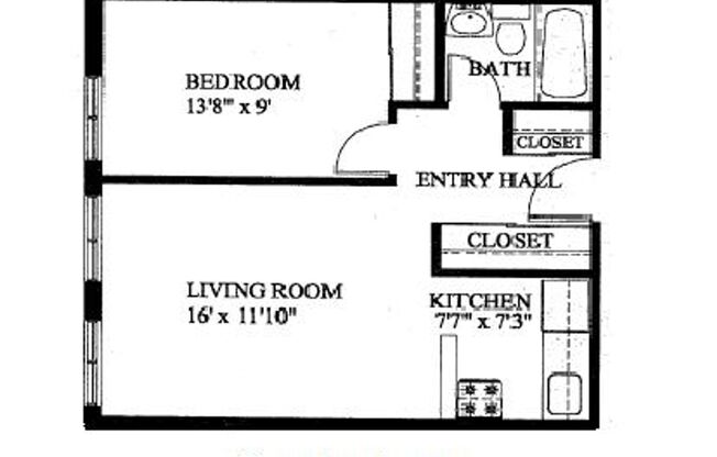 1 bed, 1 bath, 490 sqft, $950, Unit 104