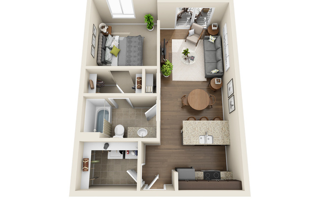 Studio, 1 bath, 627 sqft, $1,005, Unit 308