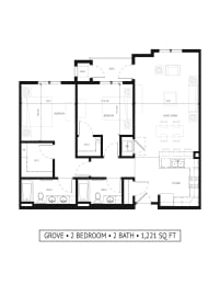 2 beds, 2 baths, 1,221 sqft, $2,080