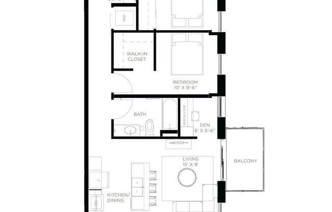 2 beds, 1 bath, 881 sqft, $1,900, Unit 220