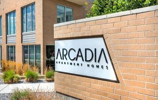 Entrance Sign at Arcadia Apartments