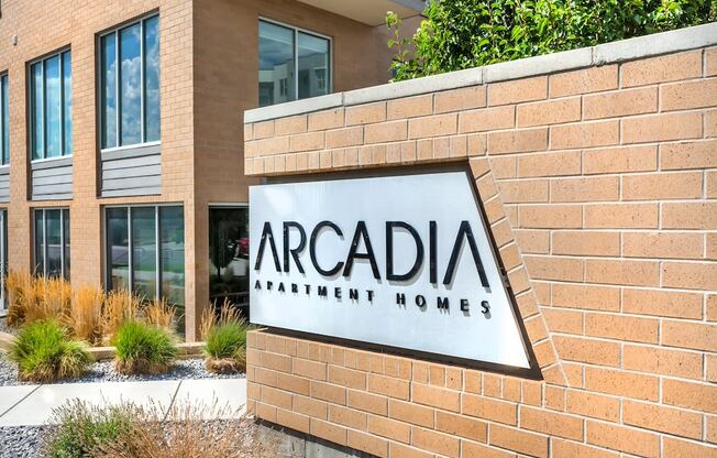 Entrance Sign at Arcadia Apartments