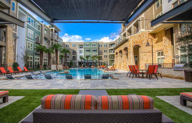 take a dip in the swimming pool at the bradley braddock road station apartments