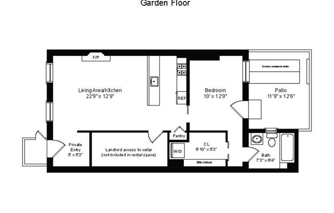 1 bed, 1 bath, 600 sqft, $3,650, Unit GARDEN