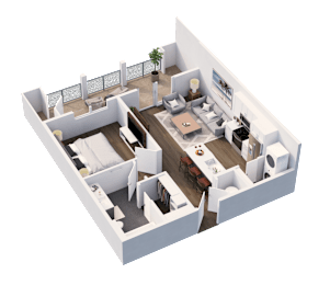 1 bed, 1 bath, 621 sqft, $1,472