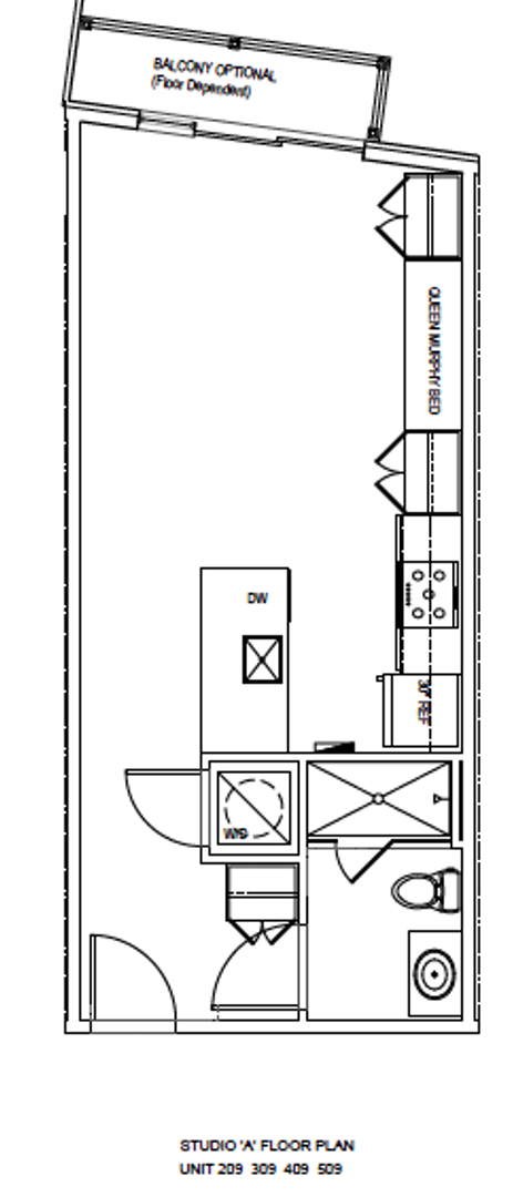 Studio, 1 bath, 460 sqft, $1,694, Unit 209