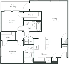 2 beds, 2 baths, 1,194 sqft, $1,653