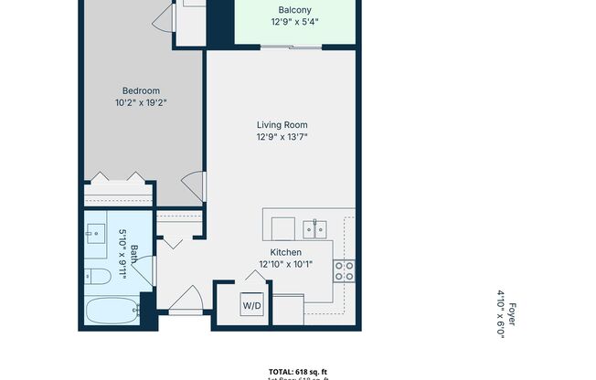 1 bed, 1 bath, 637 sqft, $1,500, Unit 606