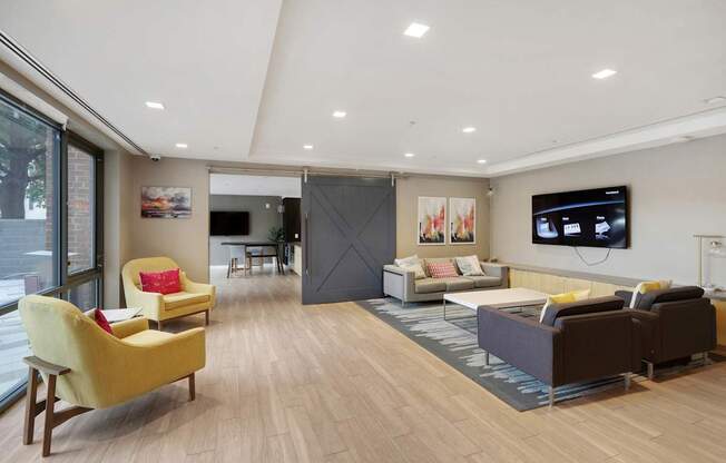 Clubroom with natural light at The Graham at Southern Towers, Alexandria, Virginia