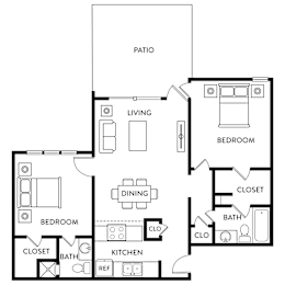 2 beds, 2 baths, 1,000 sqft, $1,204