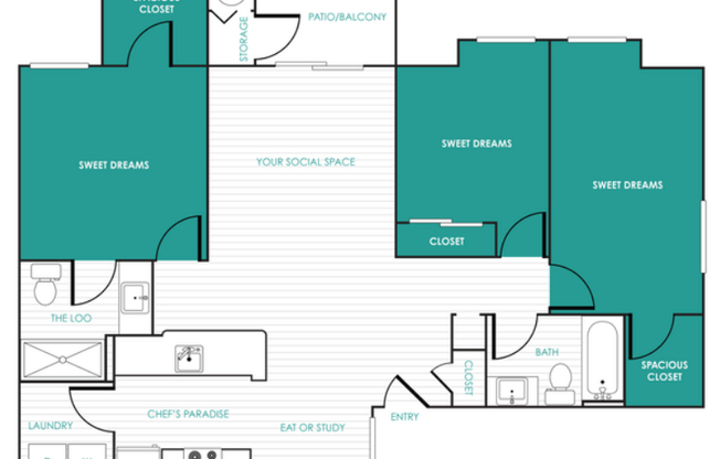 3 beds, 2 baths, 1,300 sqft, $1,982