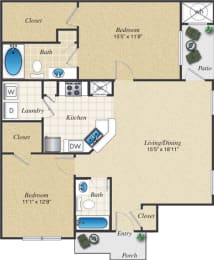 2 beds, 2 baths, 1,096 sqft, $1,619