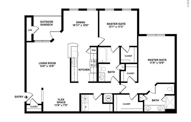 2 beds, 2 baths, 1,354 sqft, $1,940