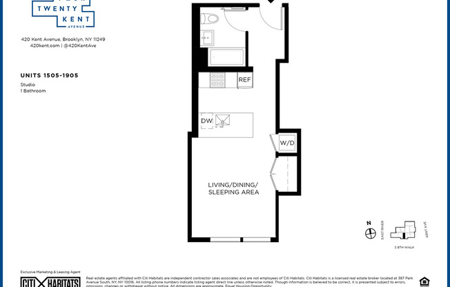 Studio, 1 bath, $3,525, Unit 1605N