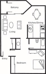 1 bed, 1 bath, 583 sqft, $1,432