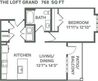 1 bed, 1 bath, 768 sqft, $1,470