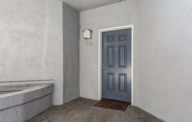 A grey door with a number 110 on it.