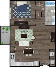 1 bed, 1 bath, 839 sqft, $1,566