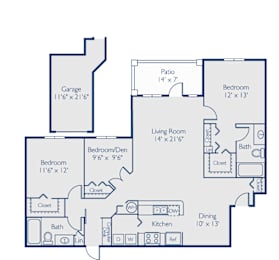 3 beds, 2 baths, 1,322 sqft, $1,595