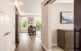 Hallway view inside model apartment home at The Whitley.