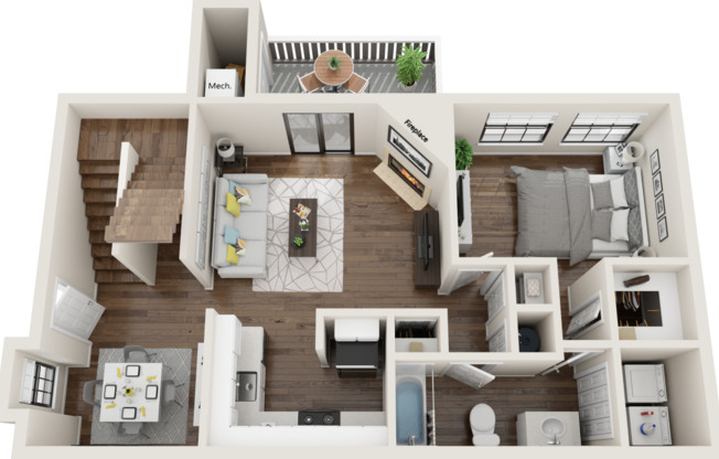 1 bed, 1 bath, 735 sqft, $1,001