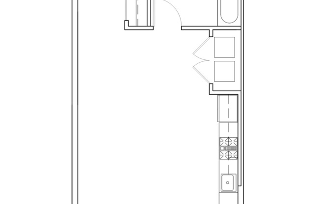 Studio, 1 bath, 414 sqft, $1,335, Unit 101