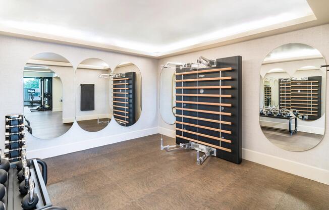 A purpose-built training room with a Pilates wall for strength training, flexibility, and mobility