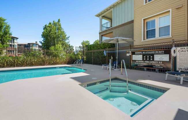 jacuzzi next to pool