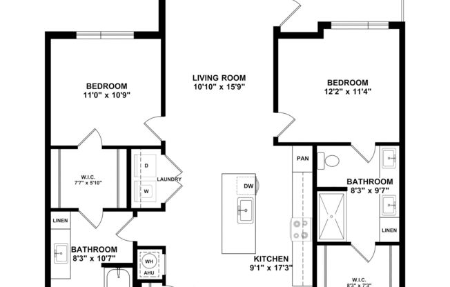 2 beds, 2 baths, 1,054 sqft, $2,029